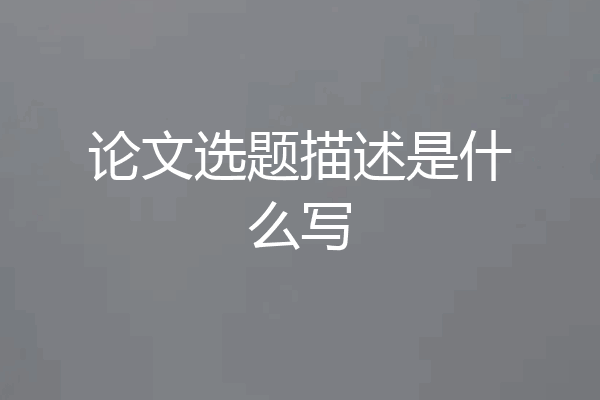 论文选题描述是什么写