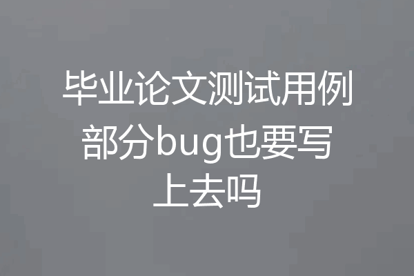 毕业论文测试用例部分bug也要写上去吗