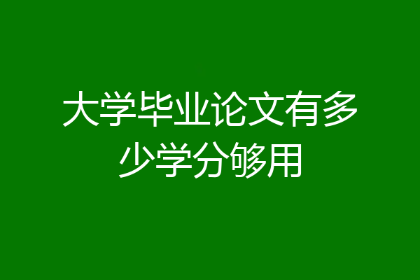 大学毕业论文有多少学分够用