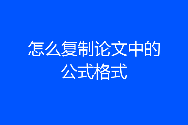 怎么复制论文中的公式格式