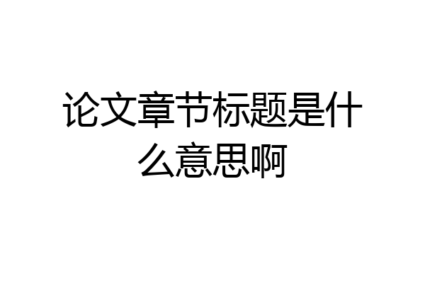 论文章节标题是什么意思啊