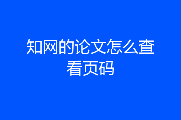 知网的论文怎么查看页码