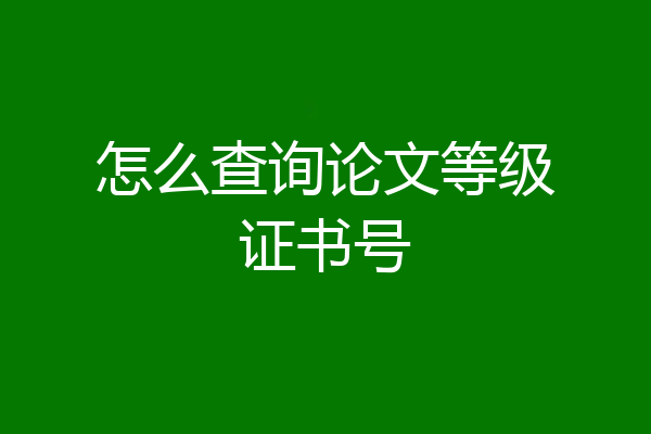 怎么查询论文等级证书号
