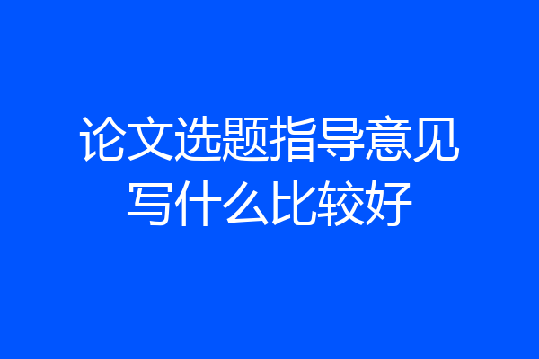 论文选题指导意见写什么比较好