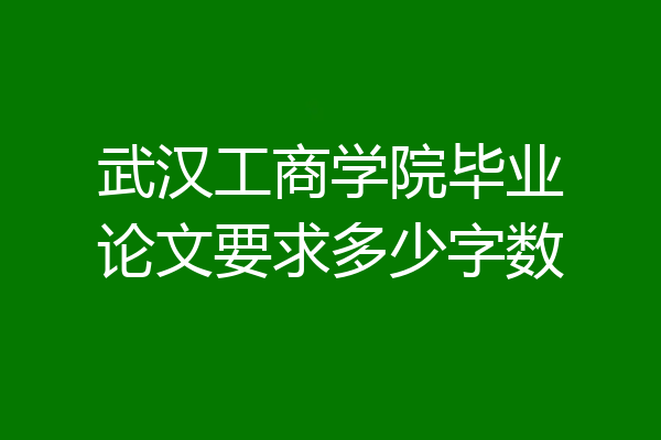 武汉工商学院毕业论文要求多少字数