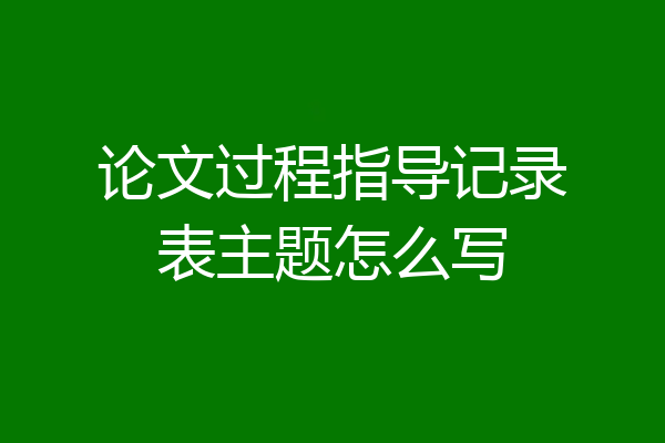 论文过程指导记录表主题怎么写