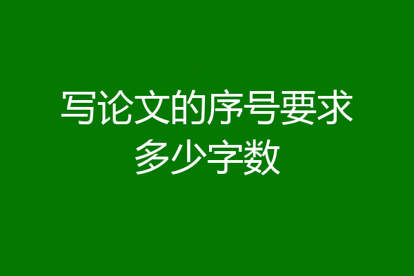 写论文的序号要求多少字数