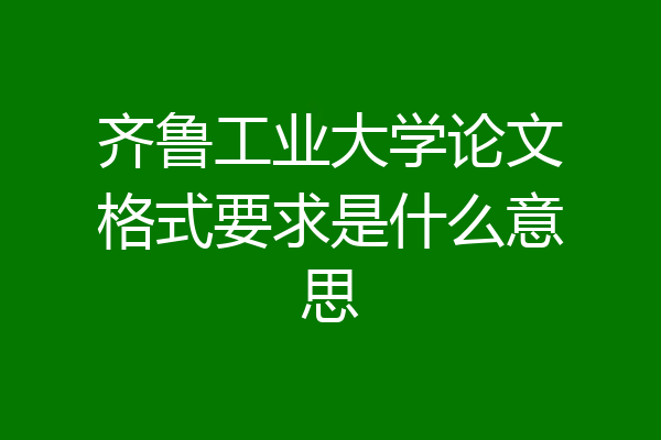 齐鲁工业大学论文格式要求是什么意思