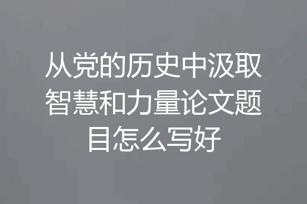 从党的历史中汲取智慧和力量论文题目怎么写好
