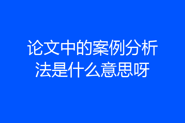 论文中的案例分析法是什么意思呀