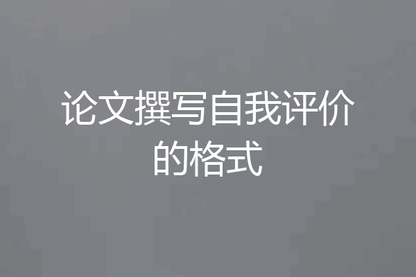 论文撰写自我评价的格式