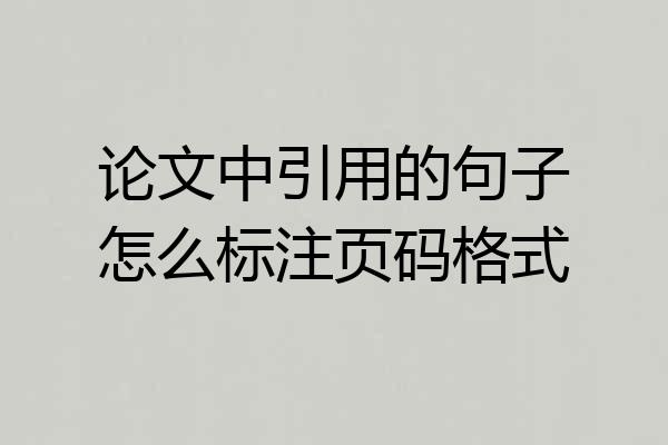 论文中引用的句子怎么标注页码格式