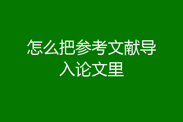 怎么把参考文献导入论文里