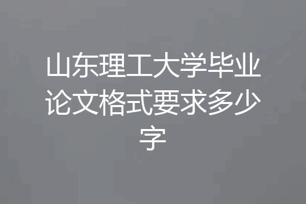 山东理工大学毕业论文格式要求多少字
