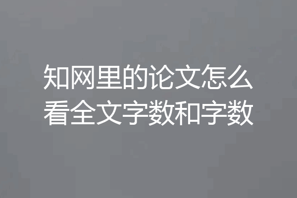 知网里的论文怎么看全文字数和字数