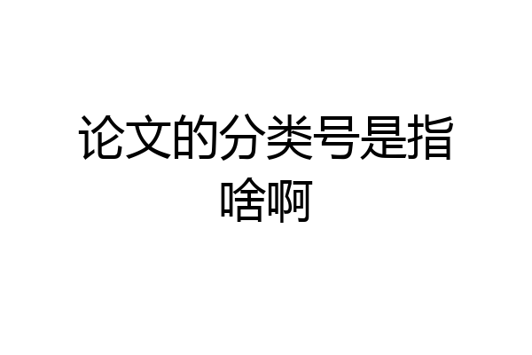 论文的分类号是指啥啊
