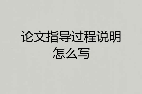 论文指导过程说明怎么写