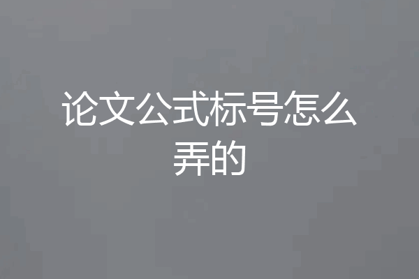 论文公式标号怎么弄的