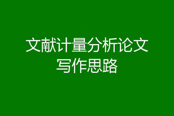 文献计量分析论文写作思路