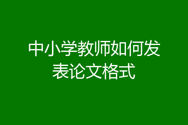 中小学教师如何发表论文格式