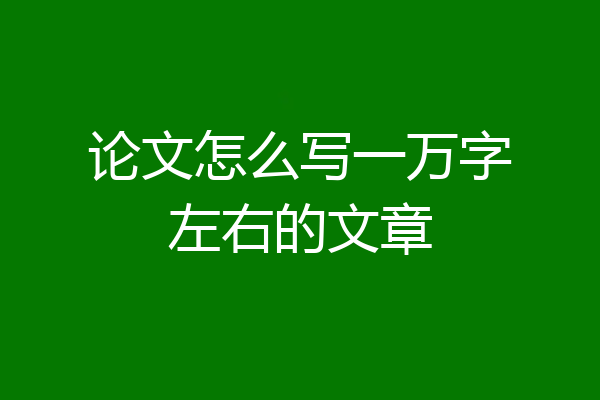 论文怎么写一万字左右的文章