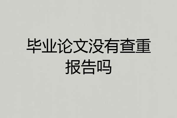毕业论文没有查重报告吗
