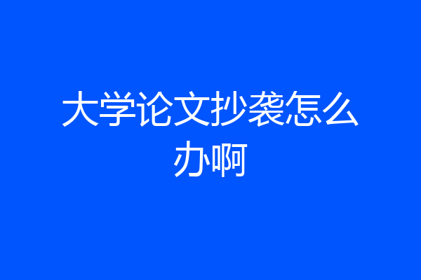 大学论文抄袭怎么办啊