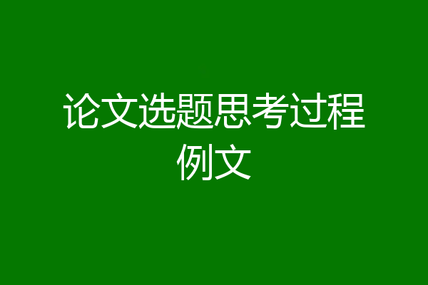 论文选题思考过程例文