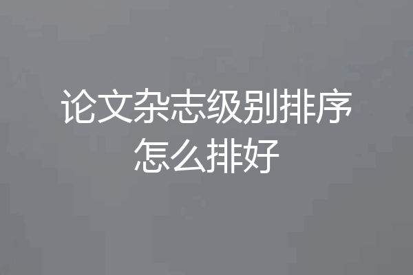 论文杂志级别排序怎么排好