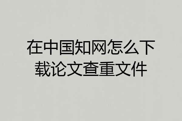 在中国知网怎么下载论文查重文件