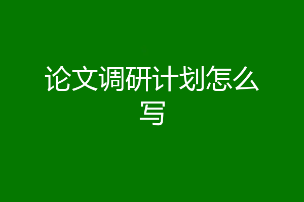 论文调研计划怎么写