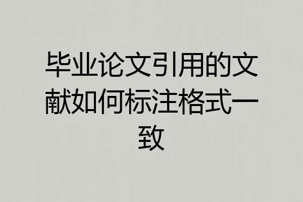 毕业论文引用的文献如何标注格式一致