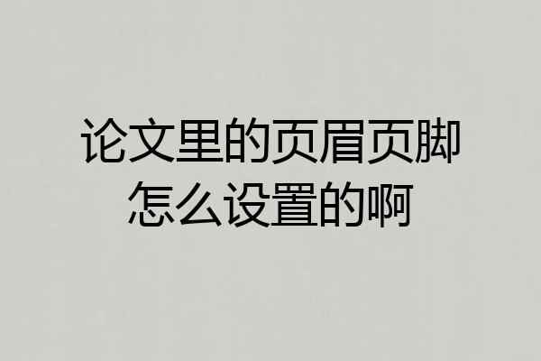 论文里的页眉页脚怎么设置的啊