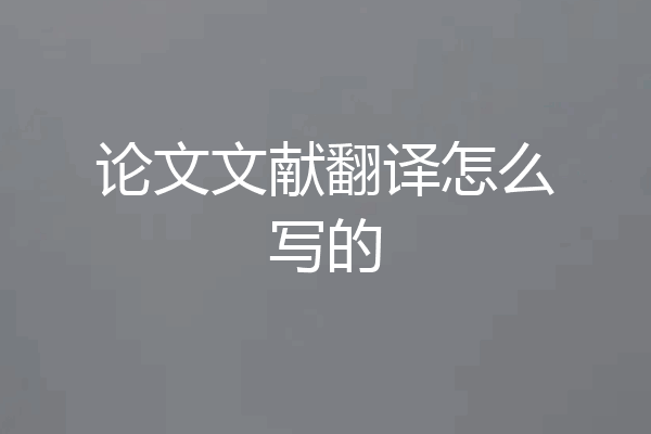 论文文献翻译怎么写的