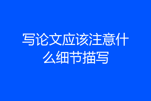 写论文应该注意什么细节描写