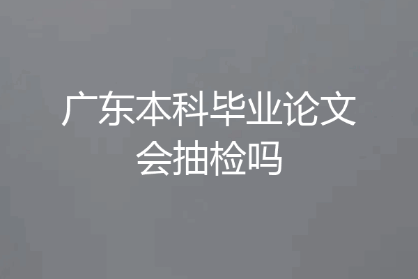 广东本科毕业论文会抽检吗
