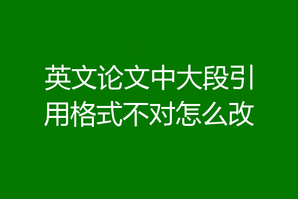 英文论文中大段引用格式不对怎么改