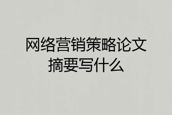 网络营销策略论文摘要写什么