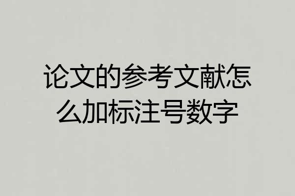 论文的参考文献怎么加标注号数字