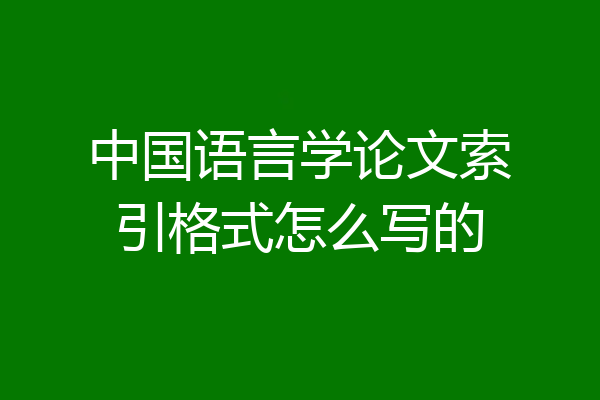 中国语言学论文索引格式怎么写的