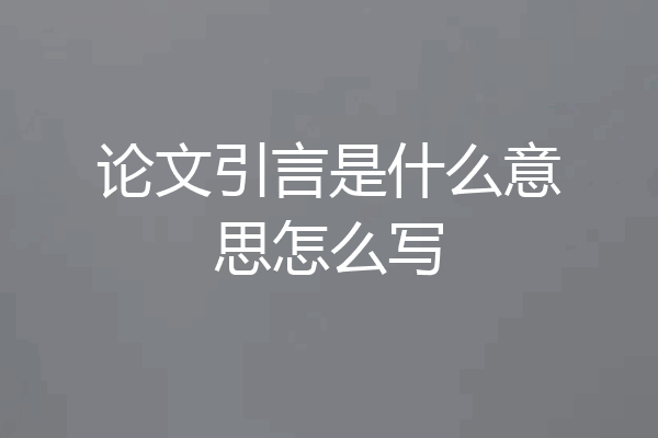 论文引言是什么意思怎么写