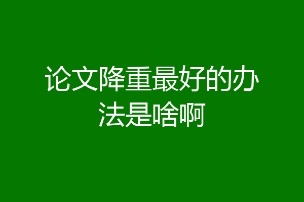 论文降重最好的办法是啥啊