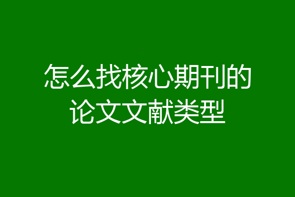 怎么找核心期刊的论文文献类型