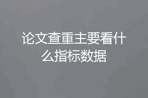 论文查重主要看什么指标数据
