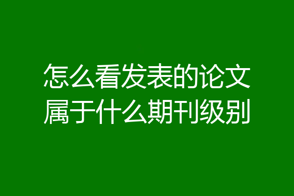 怎么看发表的论文属于什么期刊级别