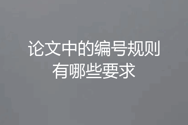 论文中的编号规则有哪些要求