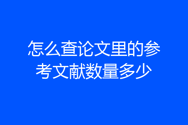 怎么查论文里的参考文献数量多少