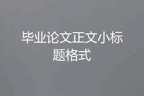 毕业论文正文小标题格式
