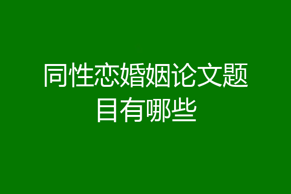 同性恋婚姻论文题目有哪些