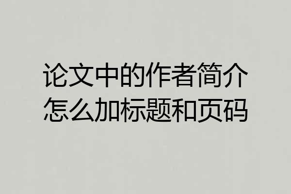 论文中的作者简介怎么加标题和页码